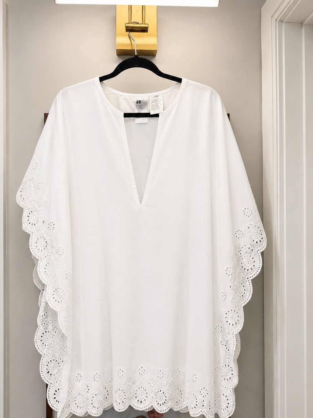 H&M White Cotton Tunic with White  Trim